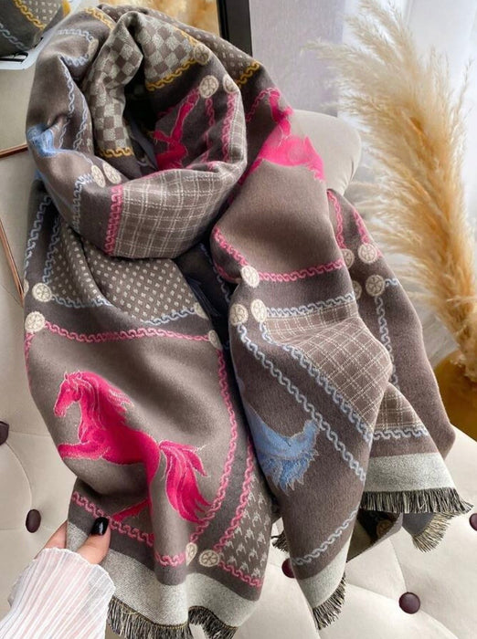 "HAMPTONS" Cashmere Feel Shawl/Wrap - Mushroom - 1773