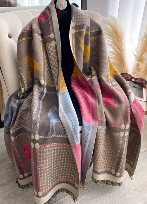 "HAMPTONS" Cashmere Feel Shawl/Wrap - Mushroom - 1773