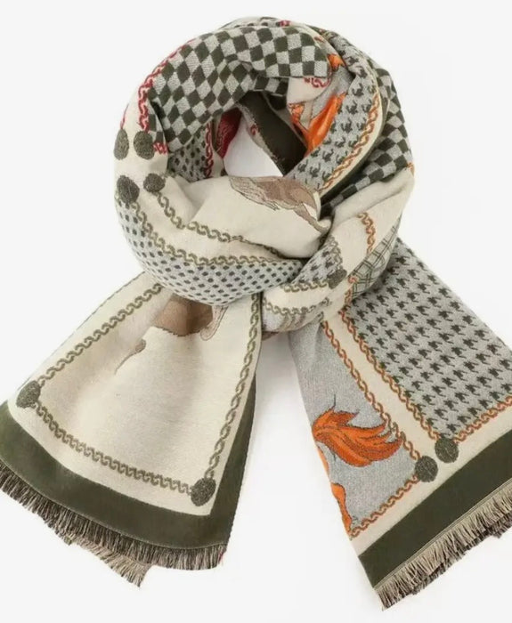 "HAMPTONS" Cashmere Feel Shawl/Wrap - Olive - 1773