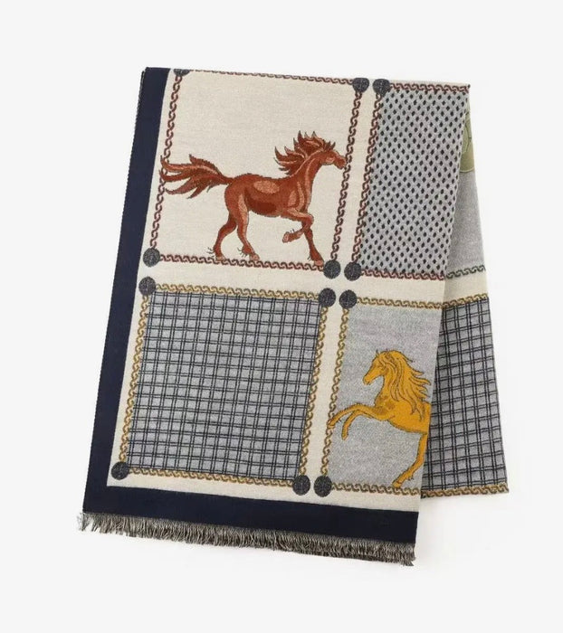 "HAMPTONS" Cashmere Feel Shawl/Wrap - Navy - 1773