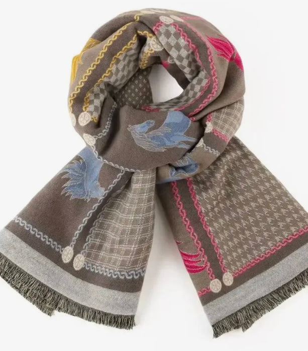 "HAMPTONS" Cashmere Feel Shawl/Wrap - Mushroom - 1773