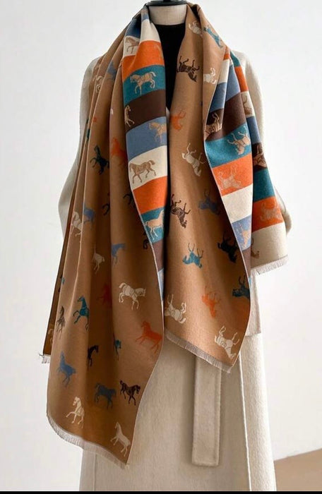 "SUNDAY" Cashmere Feel Shawl/Wrap - Caramel - 1773