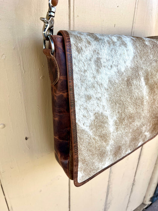 "NOTEBOOK" Hair on Hide Messenger Bag - Smooth Like Cactus