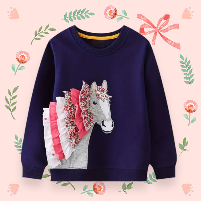 "CLOVA PONY" Girl's Crew Neck Sweatshirt - 1773