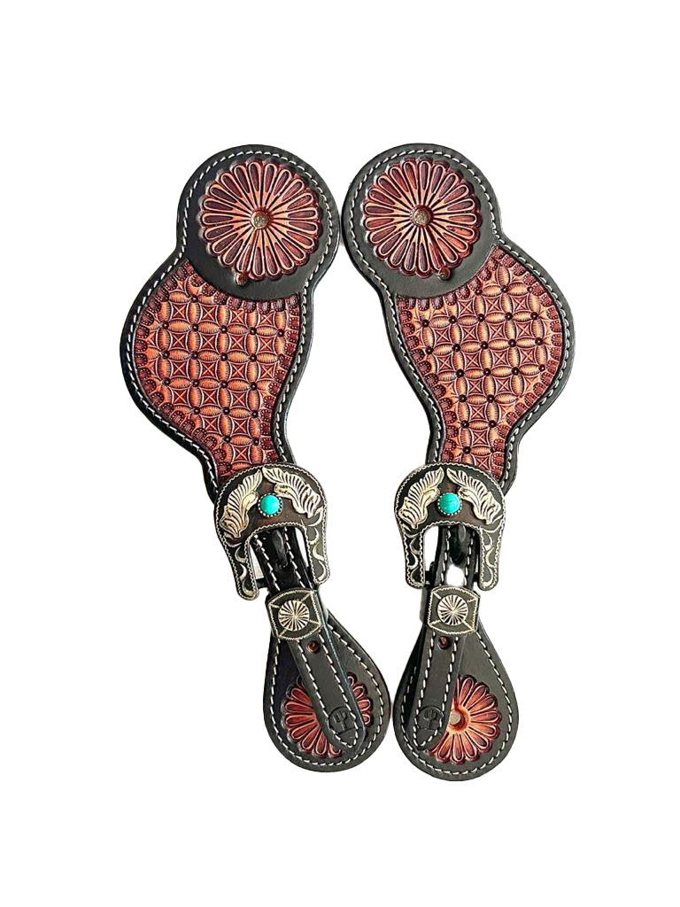 Equestrian Universe Selle Western en cuir avec canchos argentés Equestrian Universe Selle Western en cuir avec canchos argentés