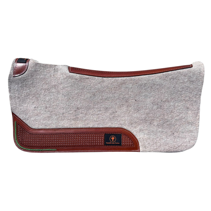 Contoured Pad with Tooling and Rawhide Braiding - Smooth Like Cactus