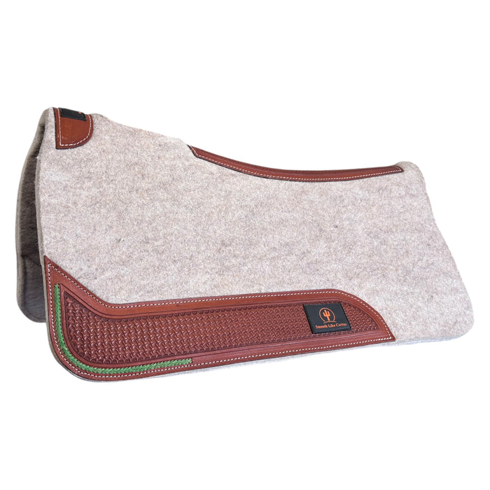Contoured Pad with Tooling and Rawhide Braiding - Smooth Like Cactus
