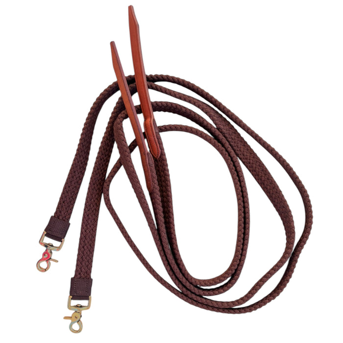 "CUBBAROO COTTON" - Split Cotton Reins with Brass Snap 6'6"