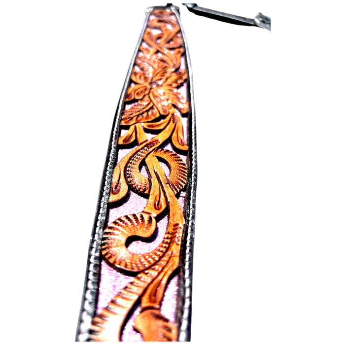 BREASTPLATE W/TWO TONE LEATHER AND PINK GLITTER