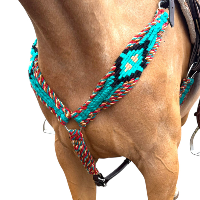Turquoise Wool Cord Breastcollar - Smooth Like Cactus