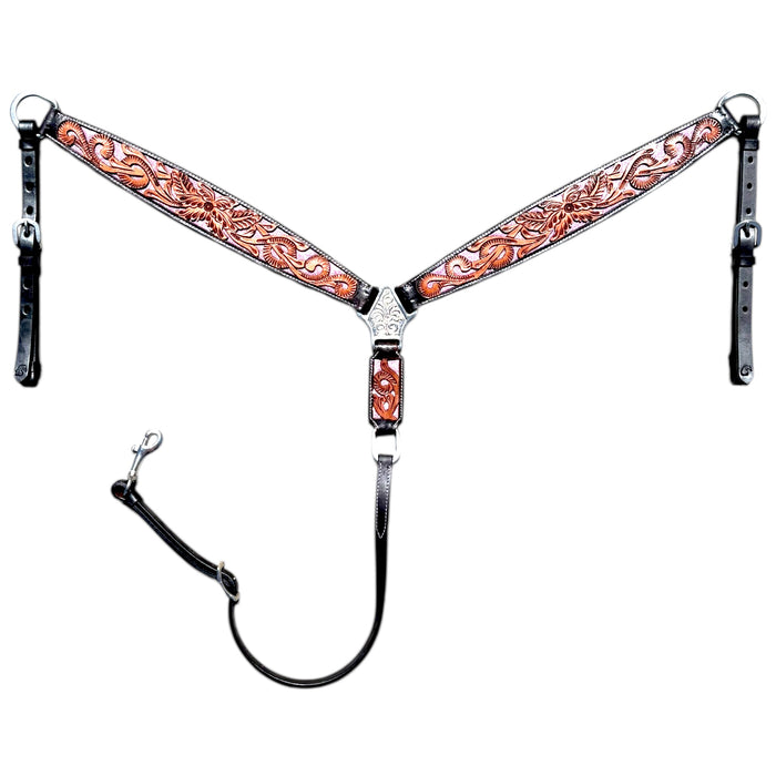 BREASTPLATE W/TWO TONE LEATHER AND PINK GLITTER