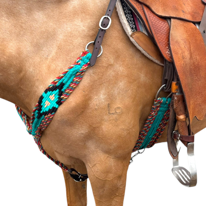 Turquoise Wool Cord Breastcollar - Smooth Like Cactus