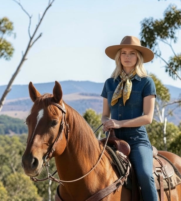 OREGON - Gold - Classic Print Neck Scarf - 1773