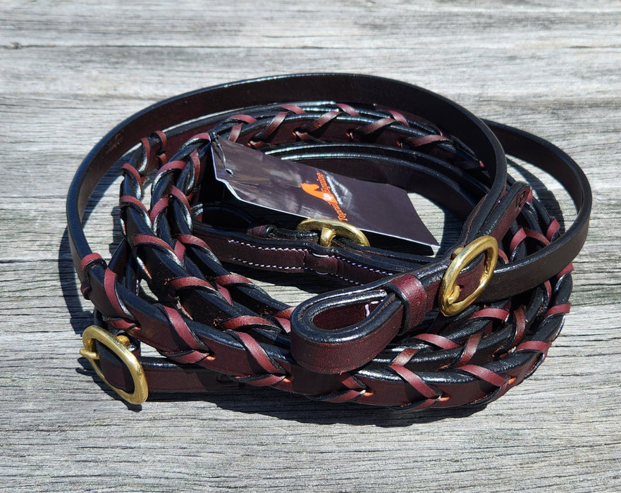 "LACE PLAIT" Leather Reins - BUCKLE JOINED - 5'6