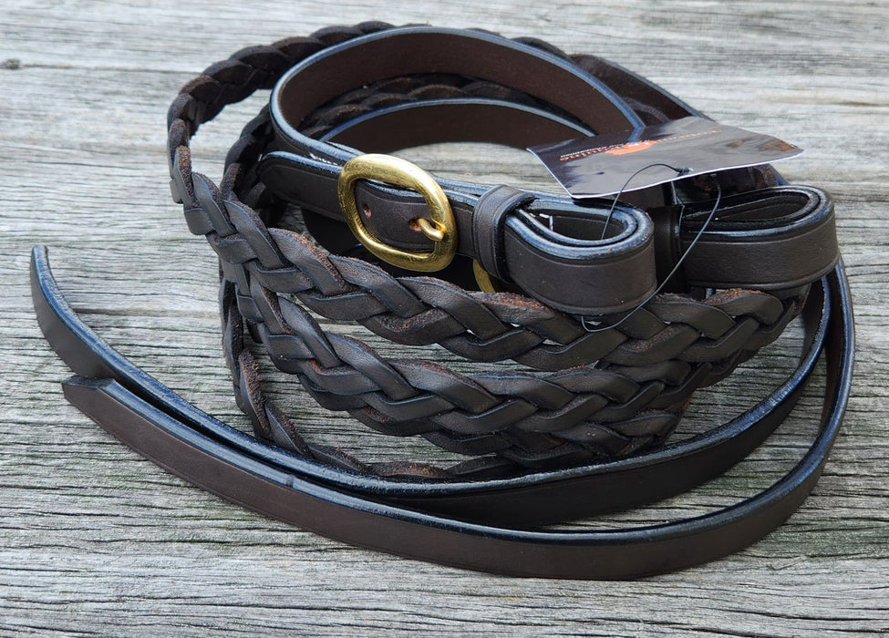 "SECRET PLAIT" Leather Show Reins - SPLIT -  6'6