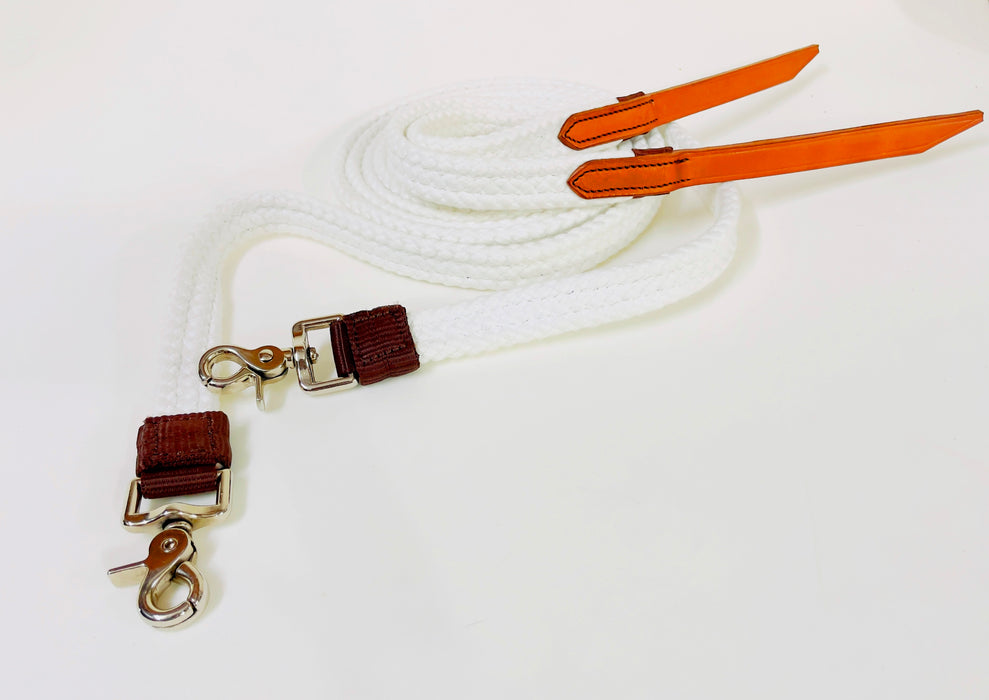 "CUBBAROO COTTON" - Split Cotton Reins with Silver Snap 6'6"
