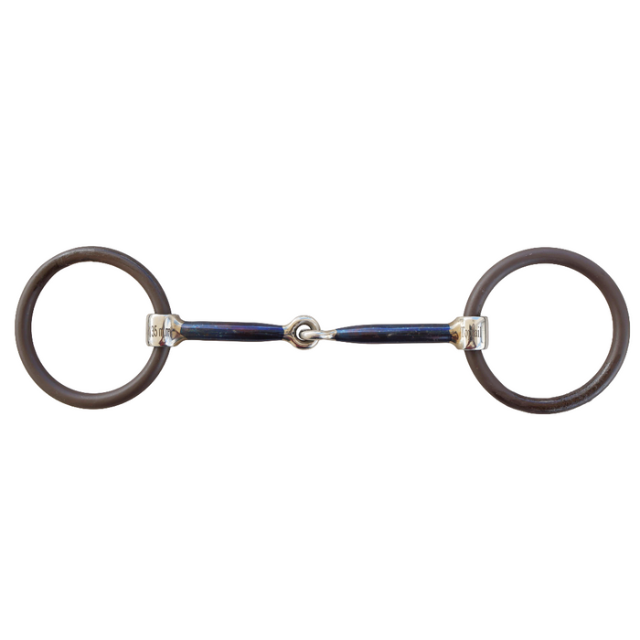 Weighted brown ring sweet iron snaffle with copper inlay