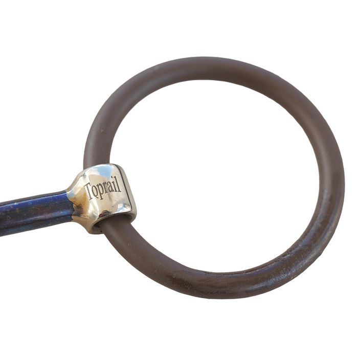 Weighted brown ring sweet iron snaffle with copper inlay