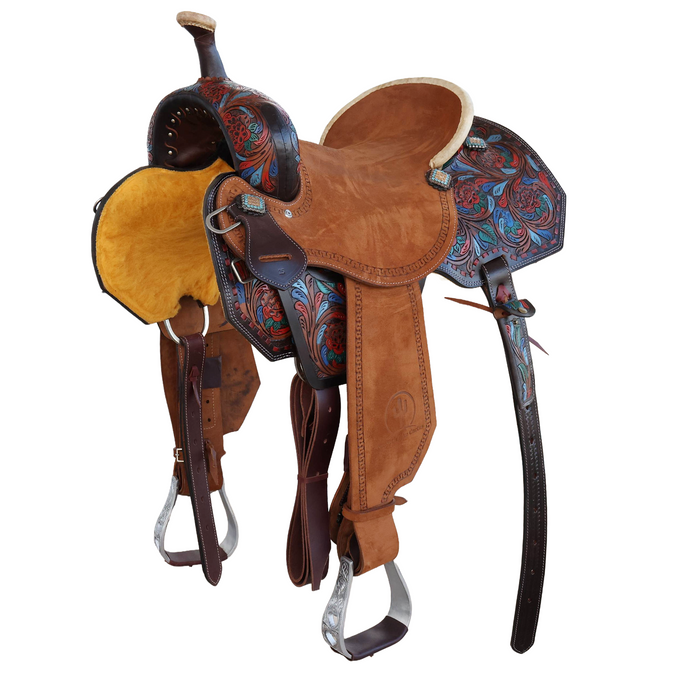 Hand painted Barrel Racing Saddle 16"