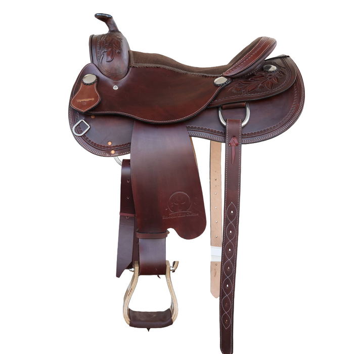 Smooth Leather Cow horse saddle saddle 16"