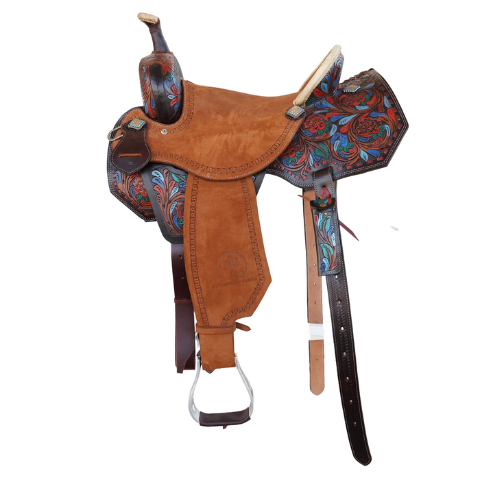 Hand painted Barrel Racing Saddle 16"