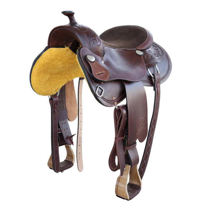 Smooth Leather Cow horse saddle saddle 16"