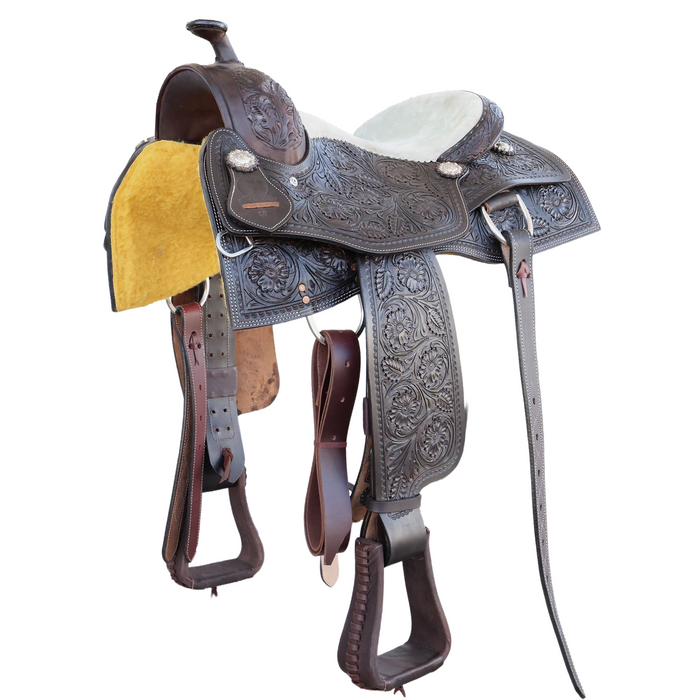 Cow horse saddle with floral Tooling 15"