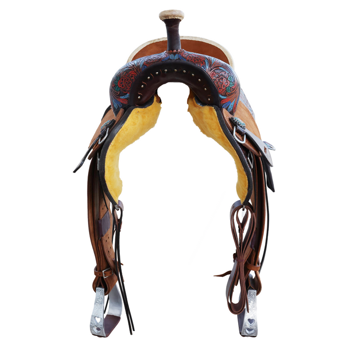 Hand painted Barrel Racing Saddle 16"
