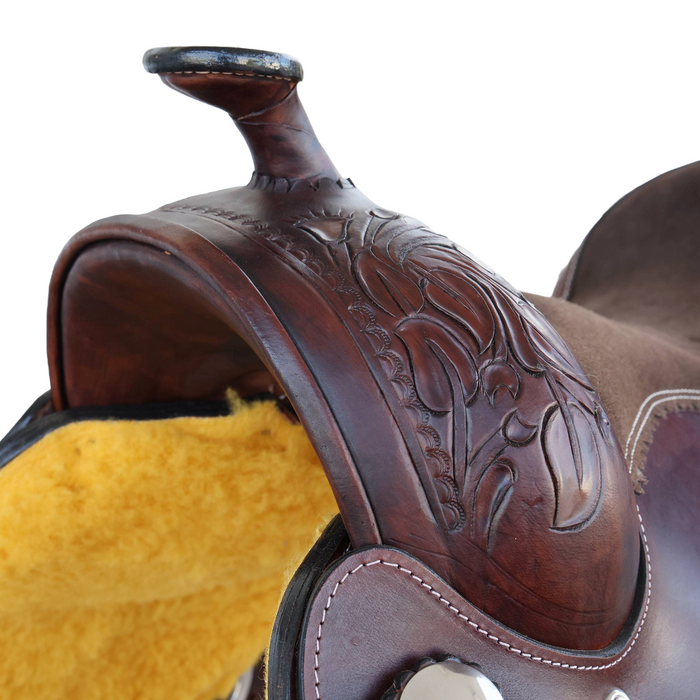 Smooth Leather Cow horse saddle saddle 16"