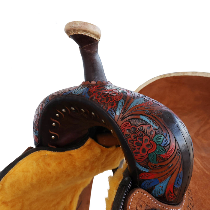 Hand painted Barrel Racing Saddle 16"
