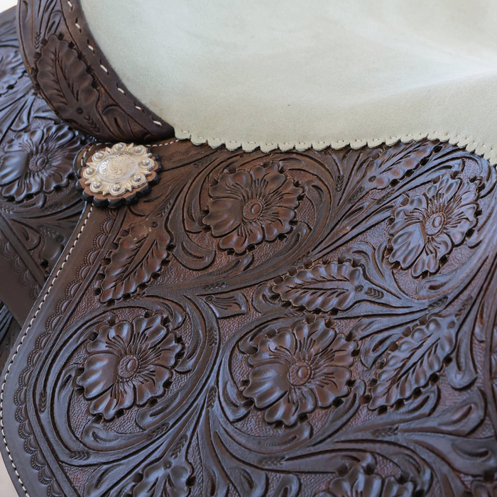 Cow horse saddle with floral Tooling 15"