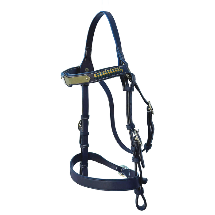 Diamond Show Plate Bridle with Yellow/ Green Plait