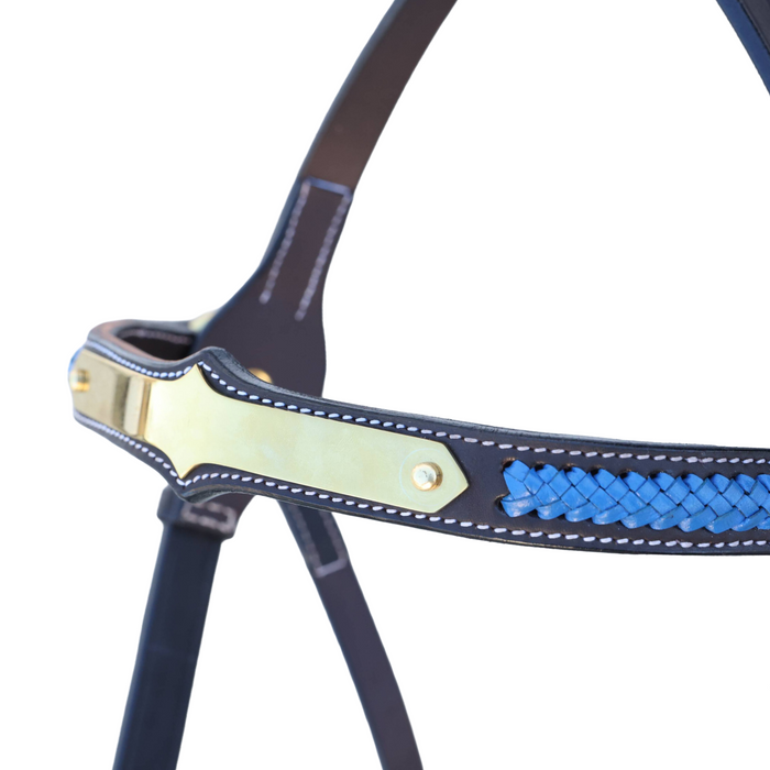 Diamond Show Plate Bridle with Royal Blue Plait