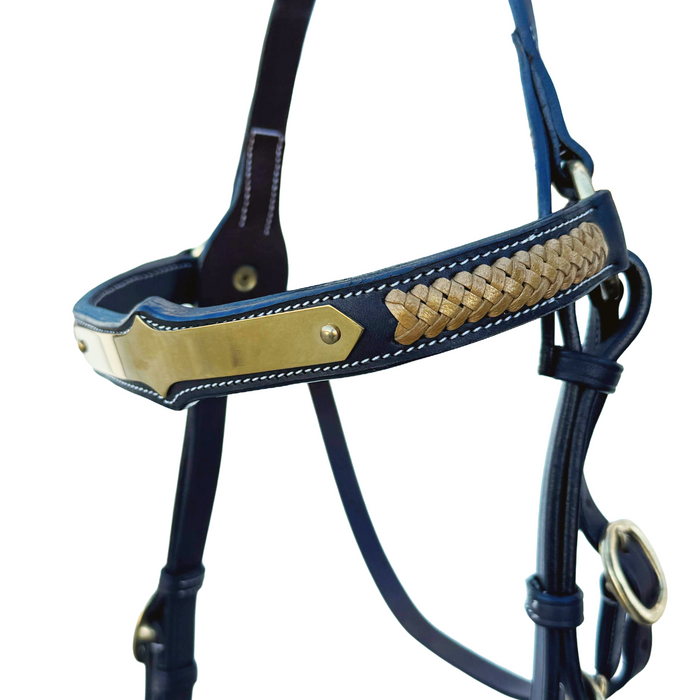 Diamond Show Plate Bridle with Gold Plait