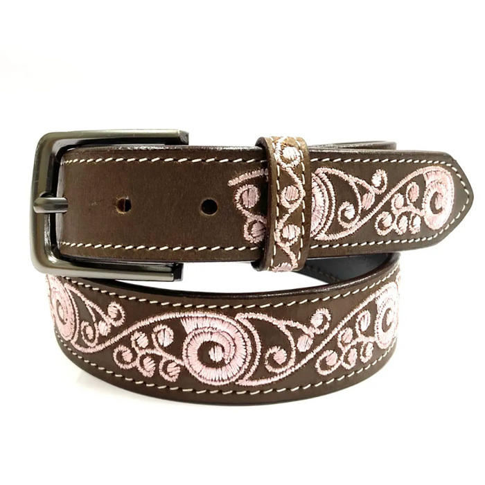 "STEVIE" Embroidered Girl's Leather Belt - 1773