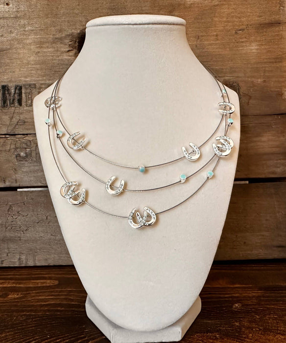 Multi Mini Horseshoes Necklace - Carol Young Silver