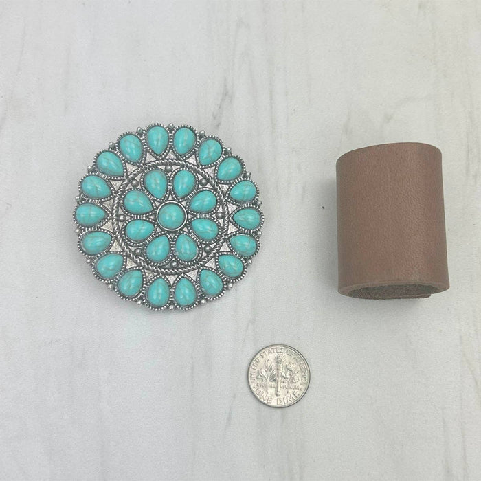 "ROUGH RIVER" Wild Rag Slide - Blue Turquoise - Round - 1773