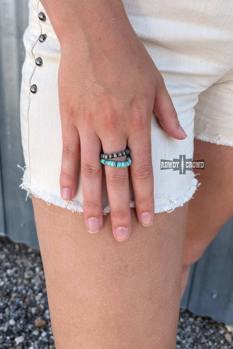 Tipsy Turquoise Stretch Ring - Rowdy Crowd for 1773.