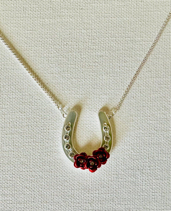 Horseshoe with Roses Necklace - Carol Young Silver