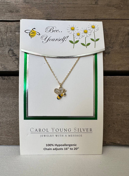 Sparkly Baby Bee Necklace - Carol Young Silver