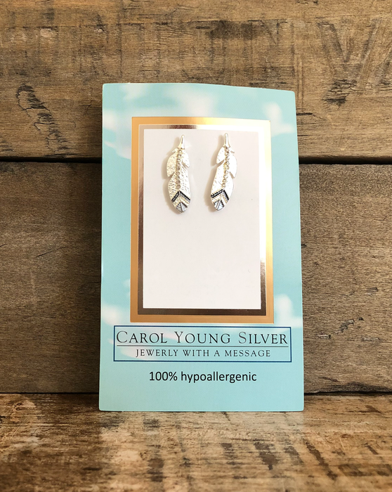 American Eagle Feather Earrings - Carol Young Silver