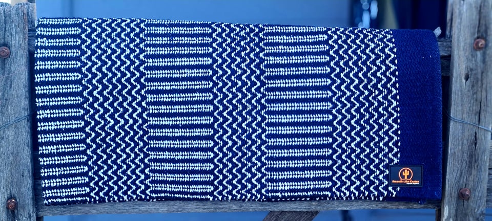 Cherokee Double Navajo Blanket 32" x 64" Navy