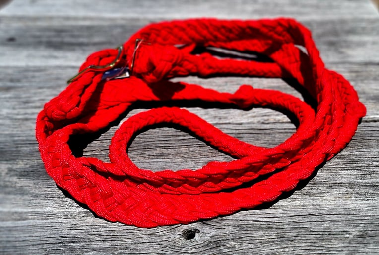 Braided Barrel Racing Reins Red