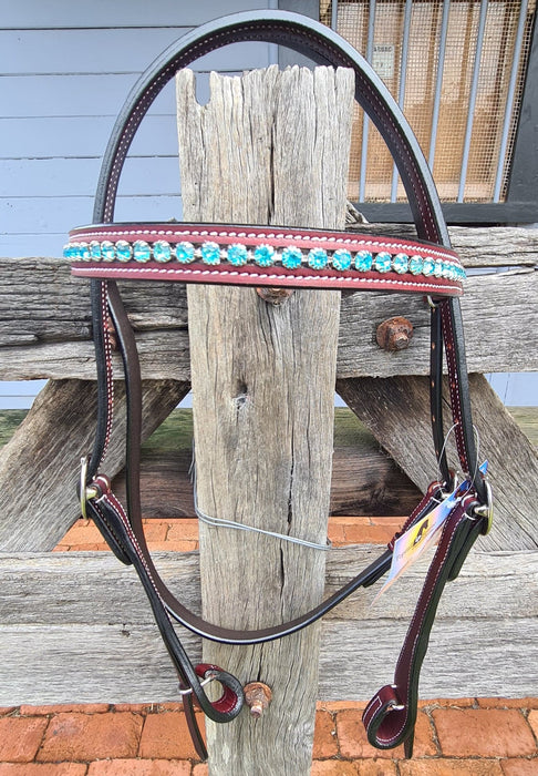 Bridle - Leather with Turquoise Beading