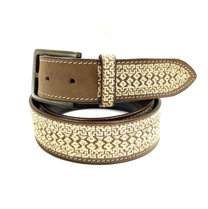 Embroidery beige lace girl's leather belt