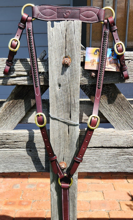 Leather Breastplate with Dark Contrast Plait COB