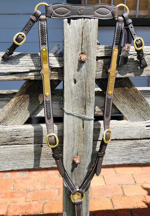 "A" Show Breastplate with Brown Plait - Havana Brown