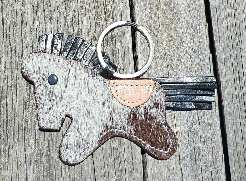 Cowhide Horse Keyring