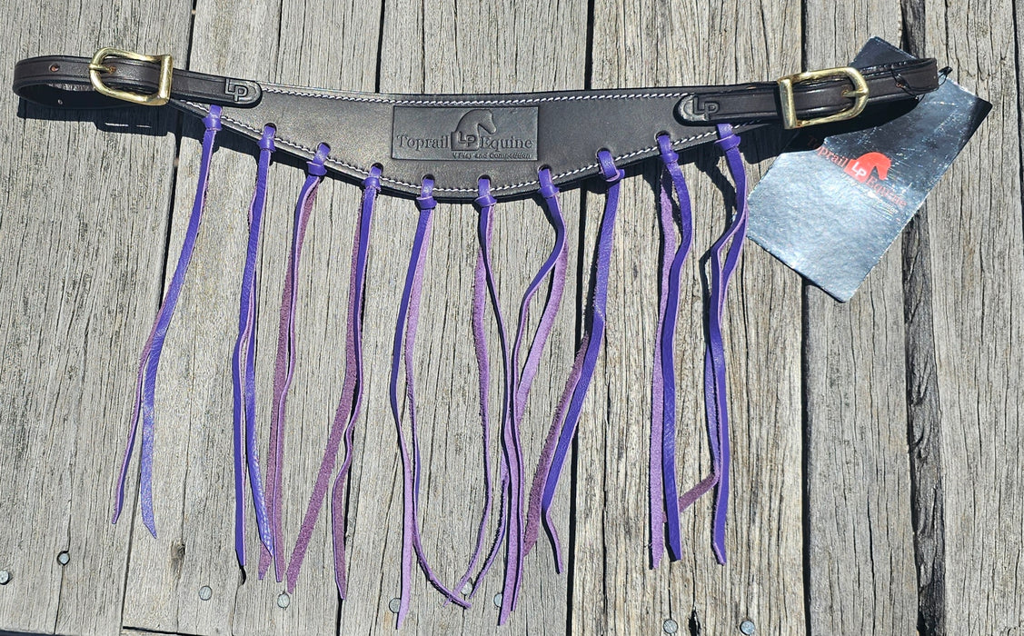 Leather Fly Veil - Purple Tassels - Toprail Equine