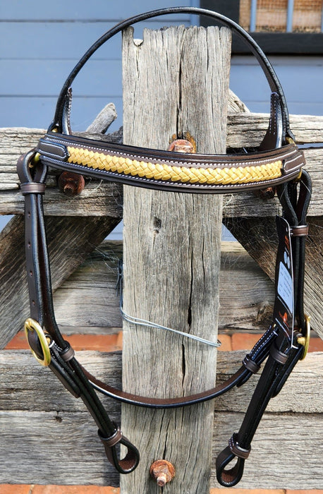 Gold Thin Plait Browband Bridle COB